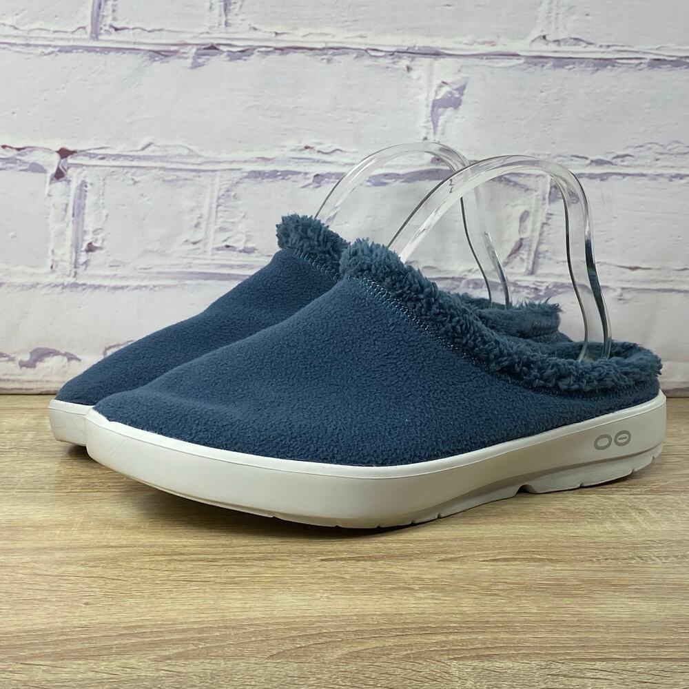 OOFOS OOcoozie Blue Fleece Lined Slip On Shoes Men's Size 11 Recovery Comfort